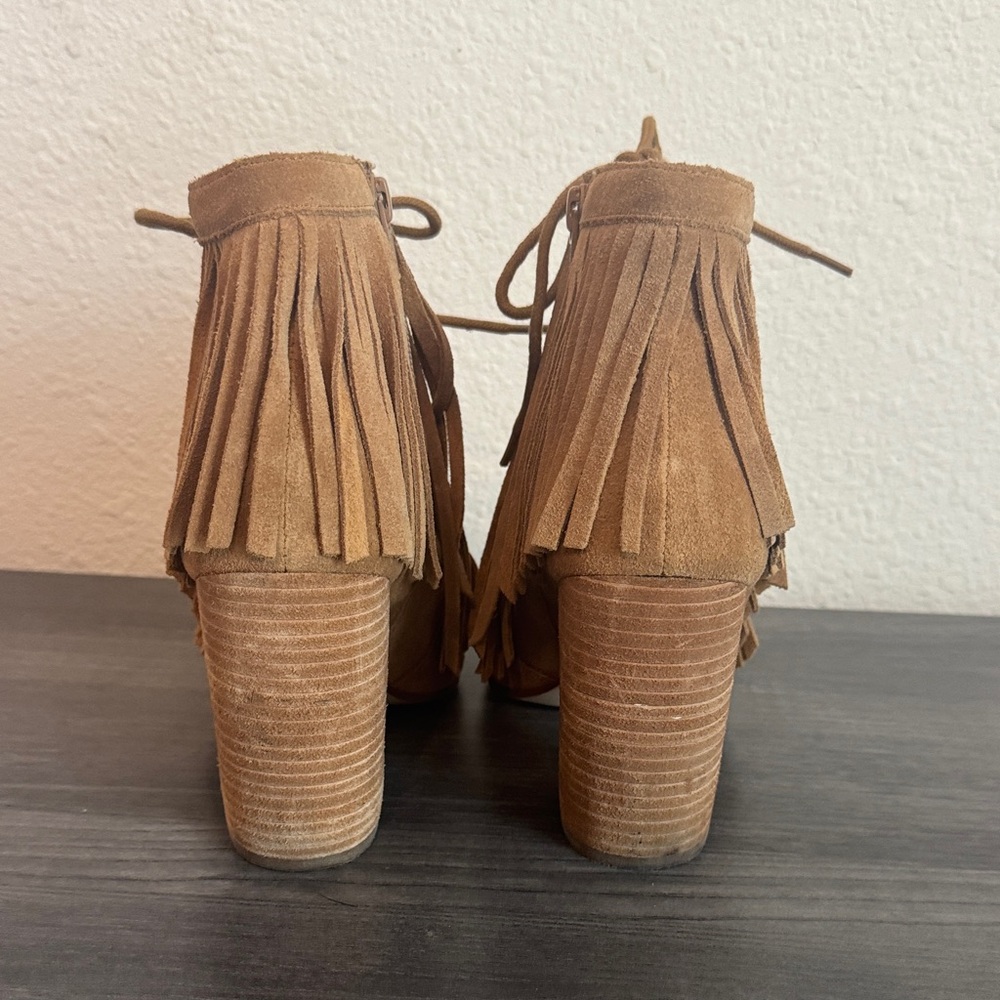 Giani Bernini Tan Lace-Up Fringe Boots - Picture 4 of 6